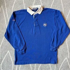 Vintage Royal Blue 80s/90s Nautica Competition Long Sleeve Polo Shirt